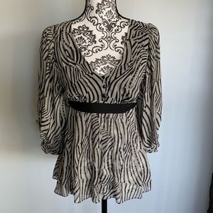 EUC Ted Baker Zebra Print Silk Blouse (Ted 1/US S)